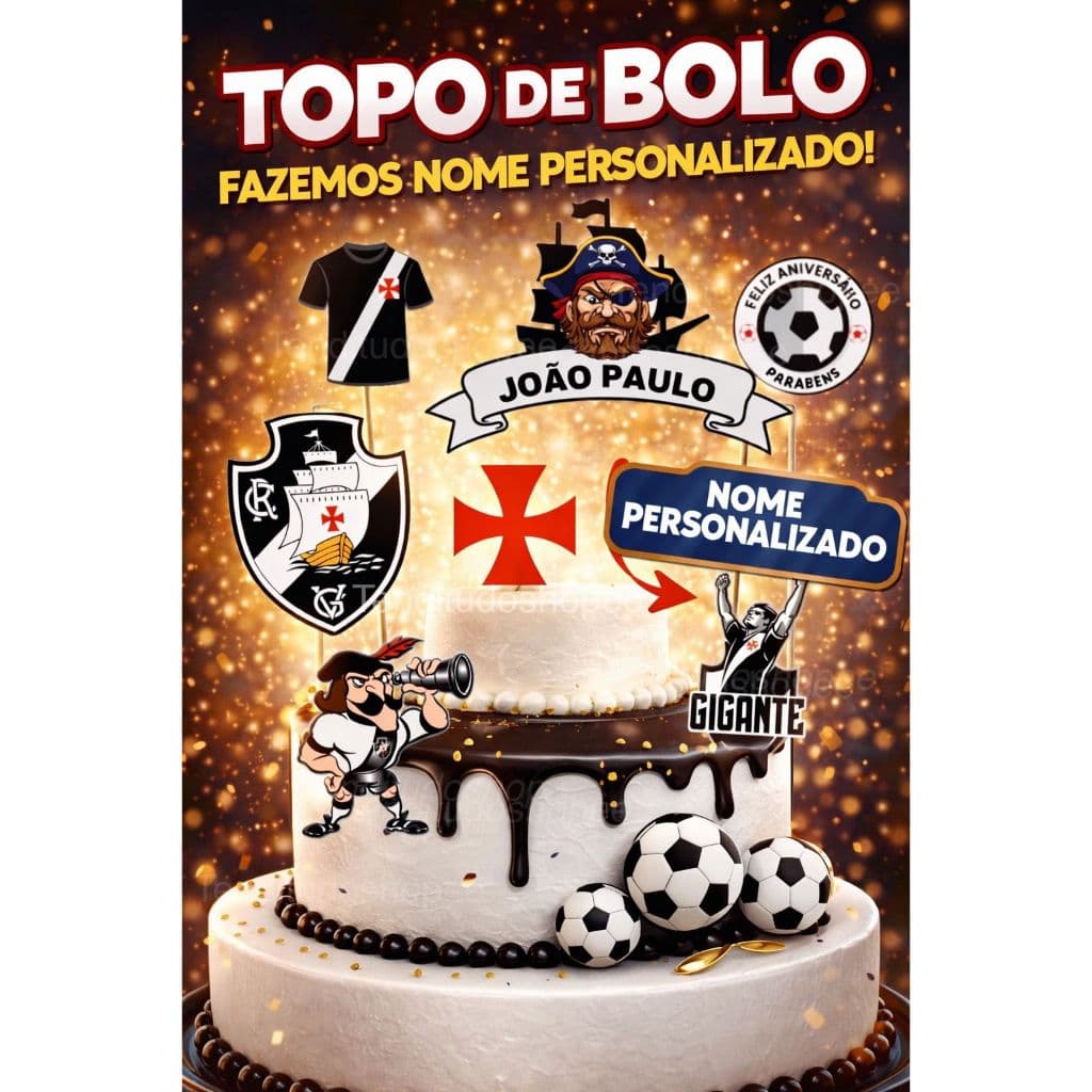 Topo de bolo Vasco personalizado