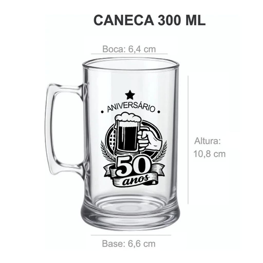 100 Canecas PEQUENA Personalizadas Chopp Acrílica 300ml PROMOÇÃO