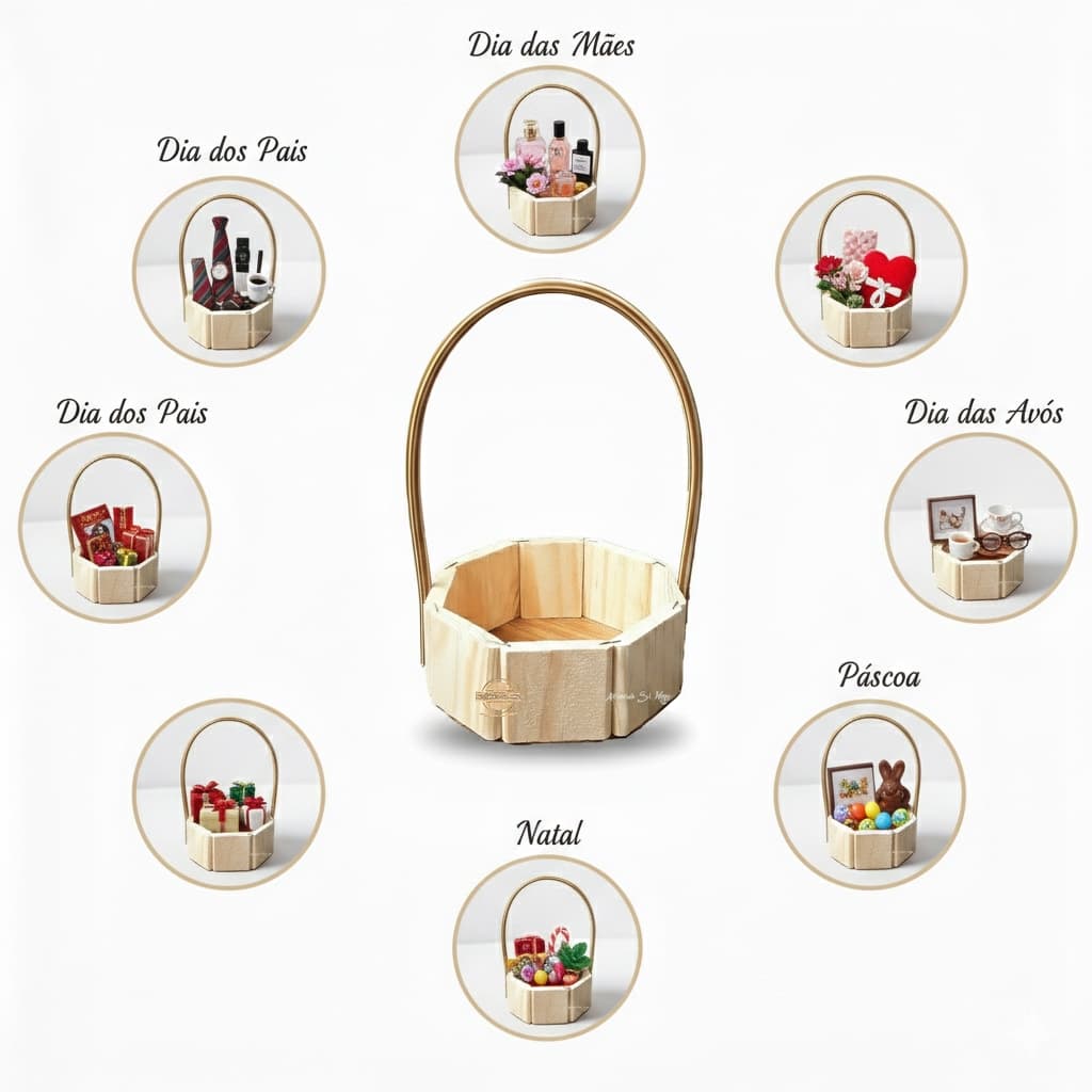 20 Unidades Cesta Fraldeira 13cm Madeira Para Kits Cosméticos Presentes