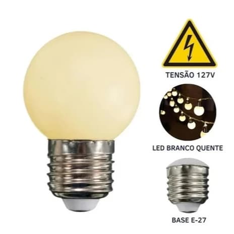 Lâmpada LED Bolinha Decorativa Branco Quente 3000K 3W, Branco Frio 6000K 1W – Kit 5, 10, 30 e 50
