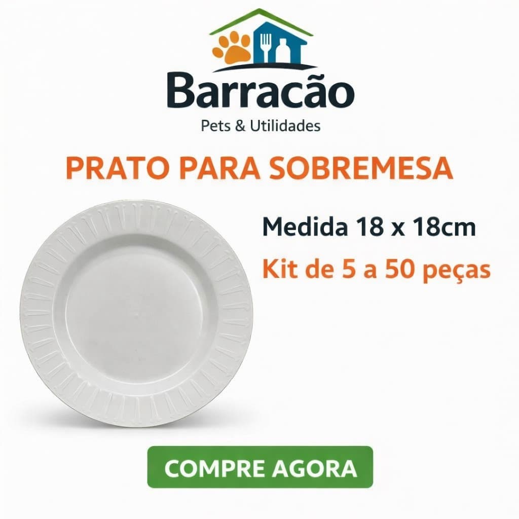 Kit 10 a 50 Pratos Sobremesa Redondo Branco Plástico Festa Aniversário Bolos Tortas Aperitivos