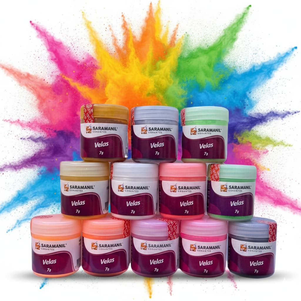 Corante em Pó para Velas 7g Saramanil Anilina a Óleo - Diversas Cores - Velas Artesanais Aromáticas