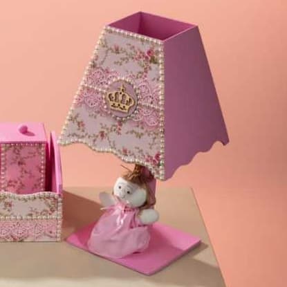 Kit Higiene Bebé Abajour MDF Modelos Coroa, Nuvem, Arebesco Variados