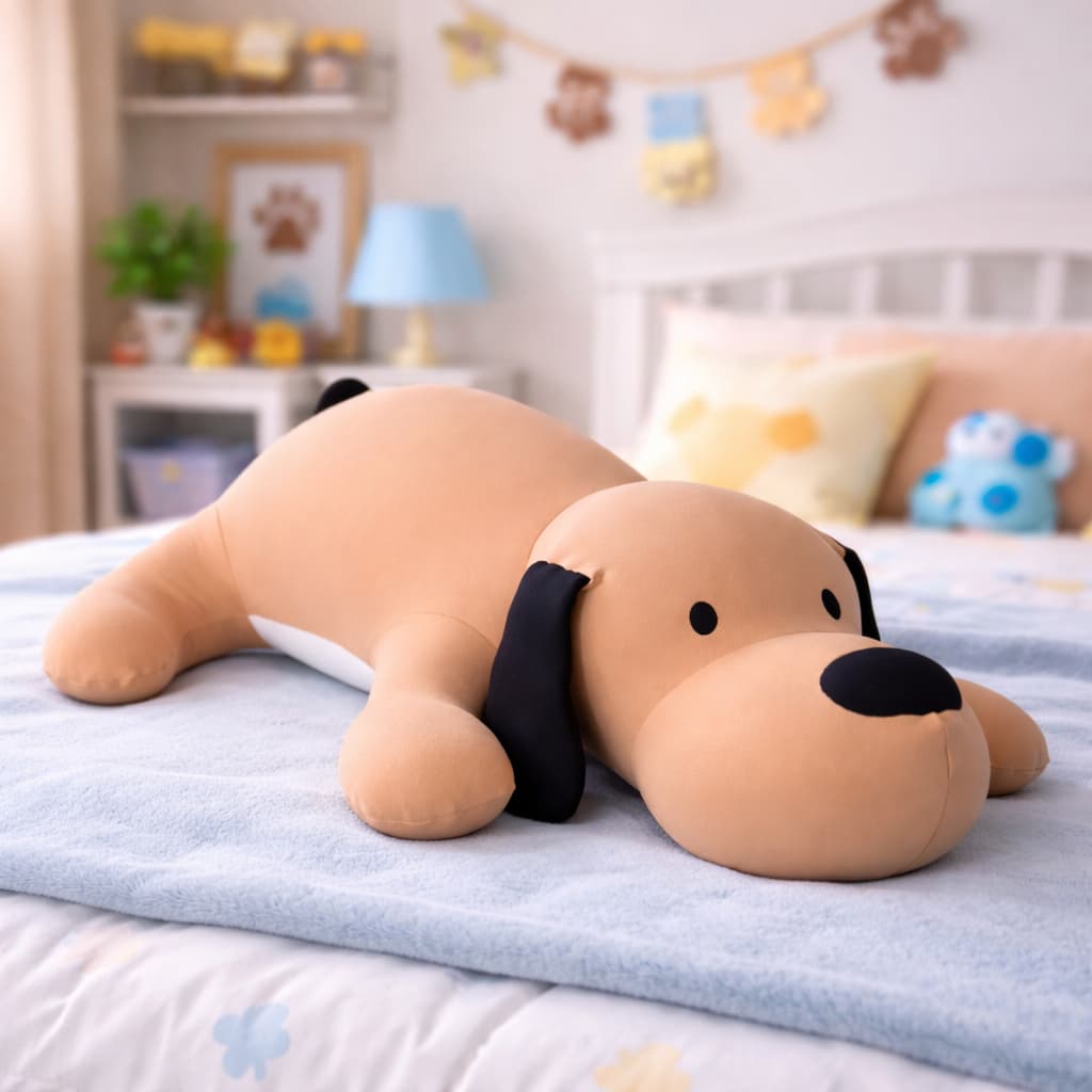 Almofada Cachorrinho Caramelo Fofo e Decorativa – Enchimento em Micro pérolas, Poliamida, Maciez | Presente Perfeito