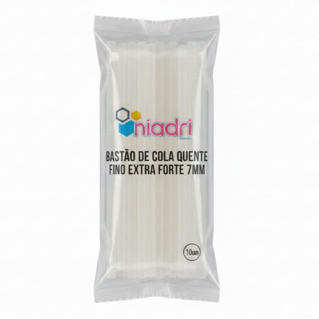 Bastão de cola quente Fino Leitosa Extra Forte Niadri Imports 7mm com 10 Unidades