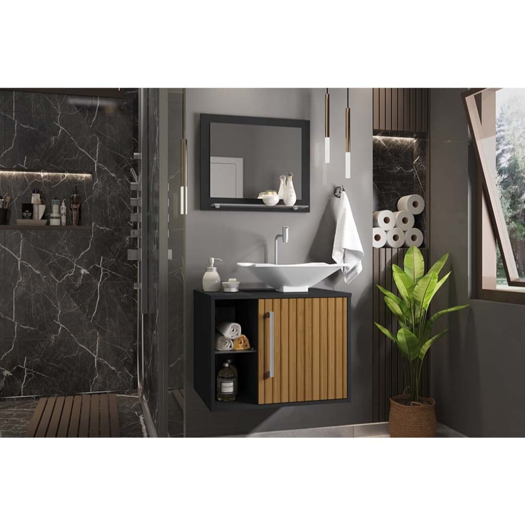 Conjunto Gabinete Baden Bechara para Banheiro Cuba, espelheira e amario