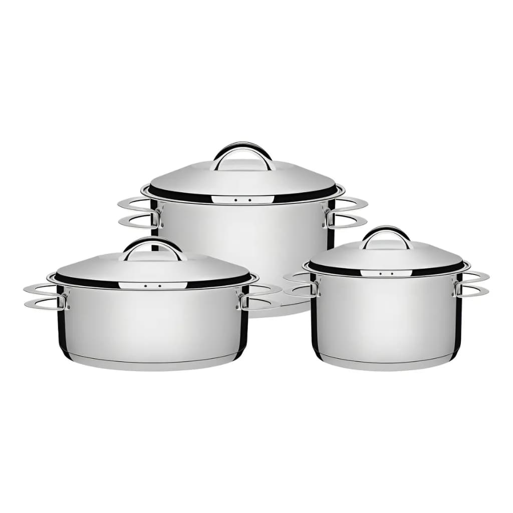 Jogo De Panelas Tramontina Solar 3 Peças  Fundo Triplo Cor Inox
