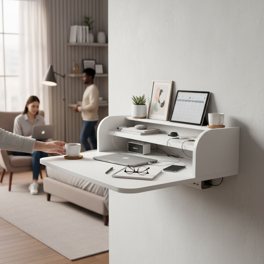 Penteadeira Com Prateleira Para Maquiagem Home Office MDF Branco Suspensa