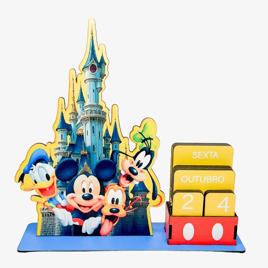 Calendário Permanente Turma do Mickey em MDF | Centro de Mesa Criativo | Decoração de Festa ou Casa