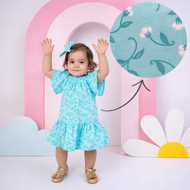 Vestido Menina Infantil Princesa Estamapado Floral Lançamento