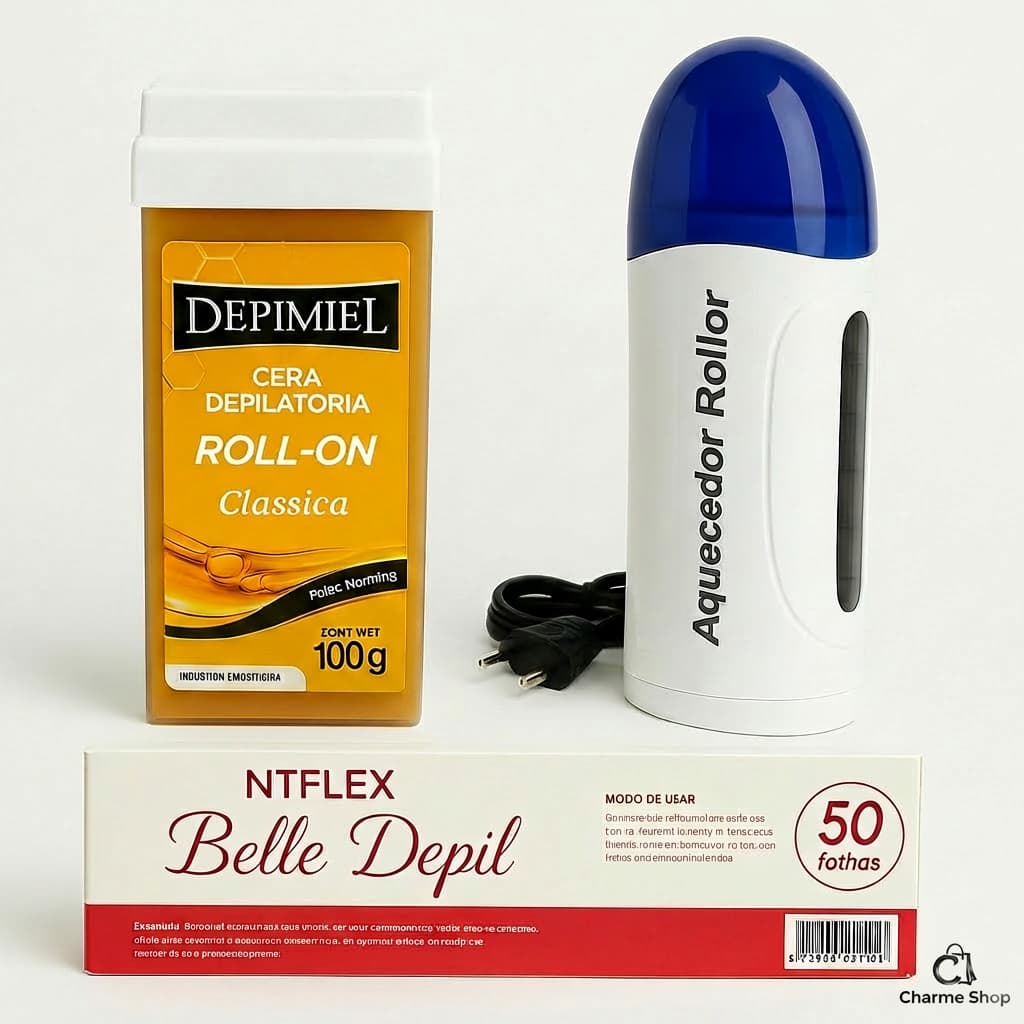 KIT Aparelho Aquecedor De Cera Quente Roll On + Refil De Cera Rolon + 50 Papel