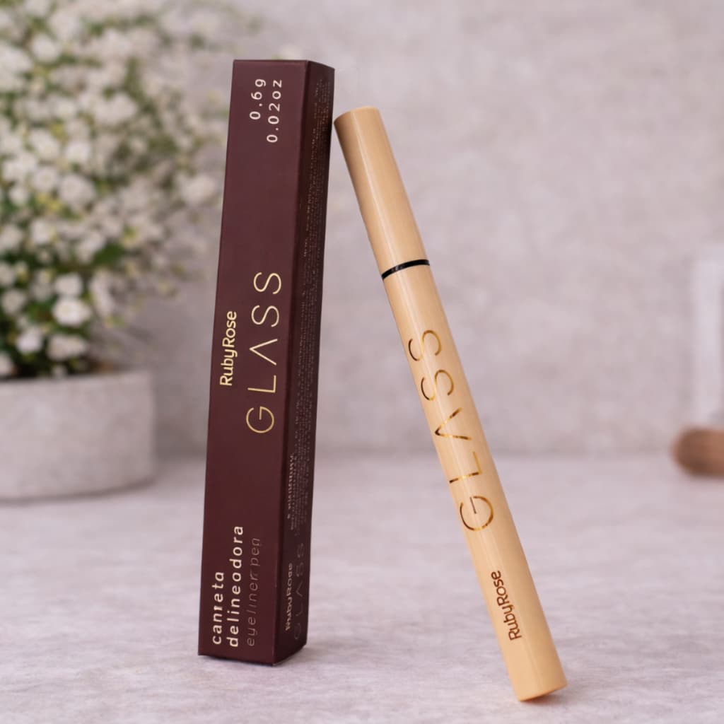Caneta Delineadora Preta Glass by Ruby Rose - Traço Preciso e Longa Duração