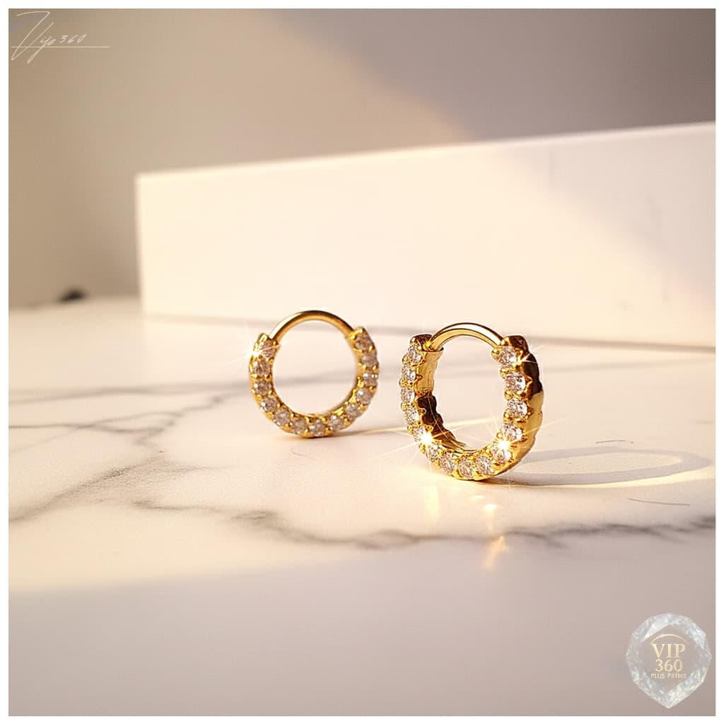 Piercing Septo Helix Daith Argola Cravejada Strass Zircônia 6mm/8mm  - Brilho Premium