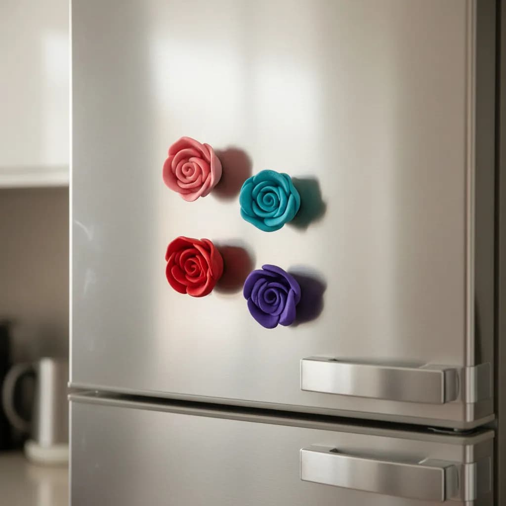 Imãs de Rosas Geladeira - Decoração Floral 3D