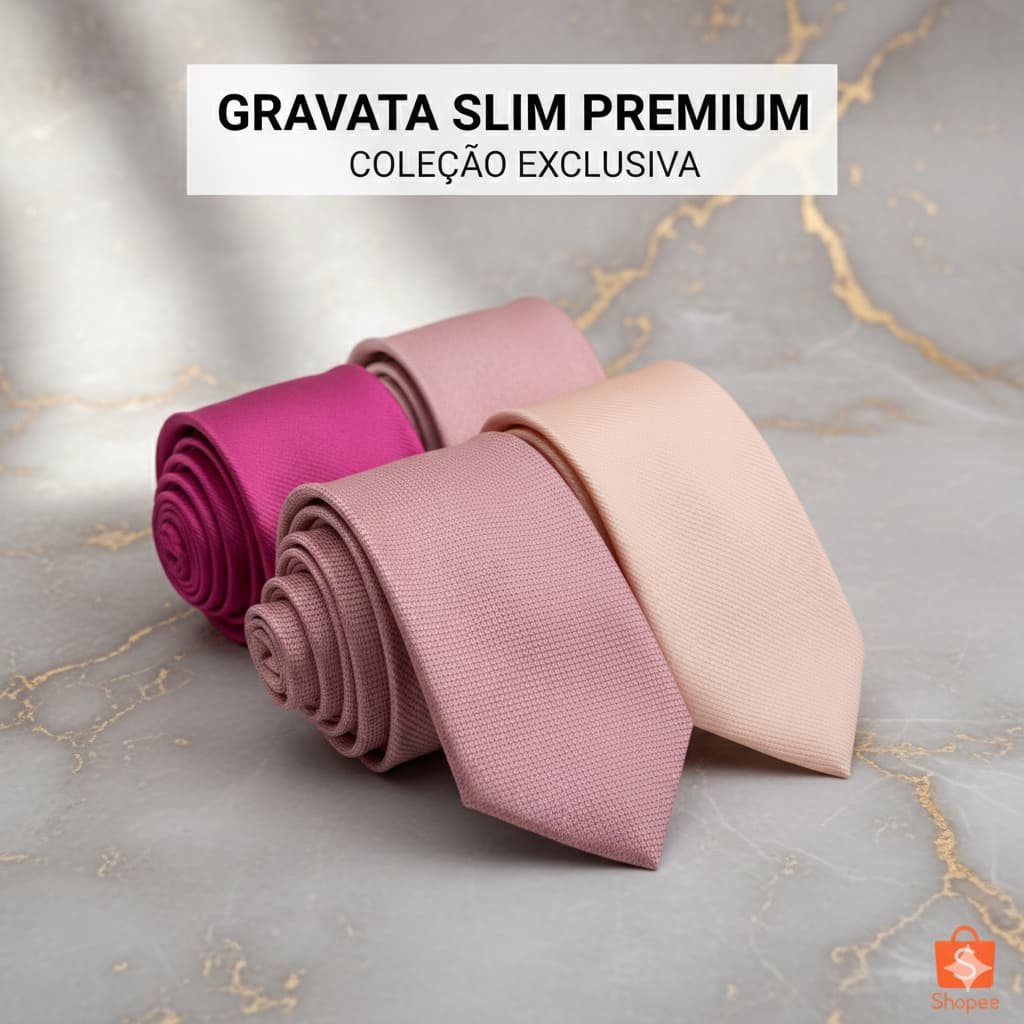 Kit Gravatas Tons de Rosa Tendencia - Gravata Slim
