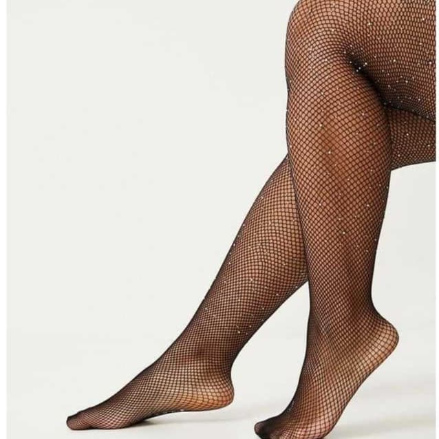 Meia Calça Arrastão Trama Nylon Cor Preta Cós Feminina Adulto Gótica Fantasia Carnaval Black