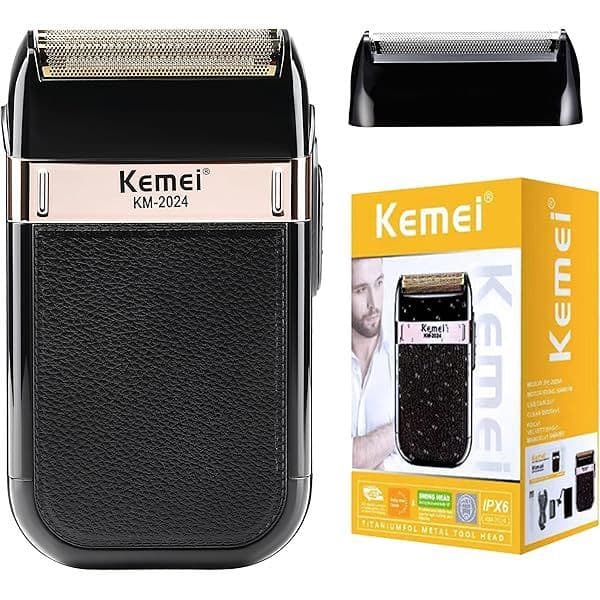 Barbeador elétrico Shaver Kemei KM-2024 Aparelho de barbear sem fio recarregável Original - Bivolt