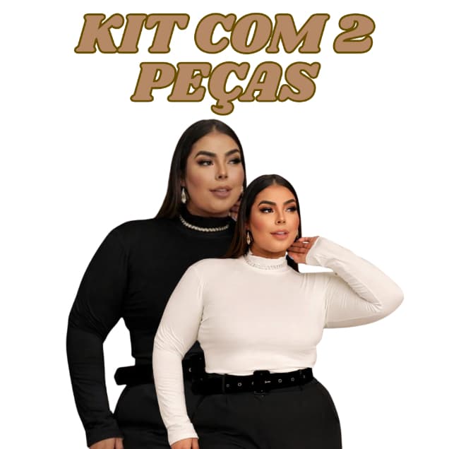 KIT 2 Cacharrel PLUS SIZE  feminina Gola Alta/Blusa Tecido Suplex Premium