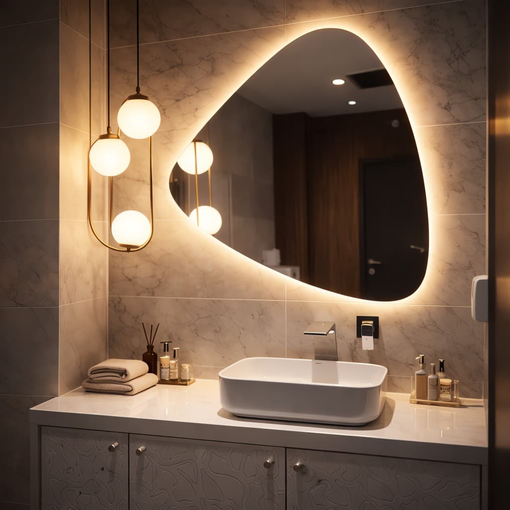 Espelho De Led Orgânico De Parede Decorativo Grande Sala Banheiro JR