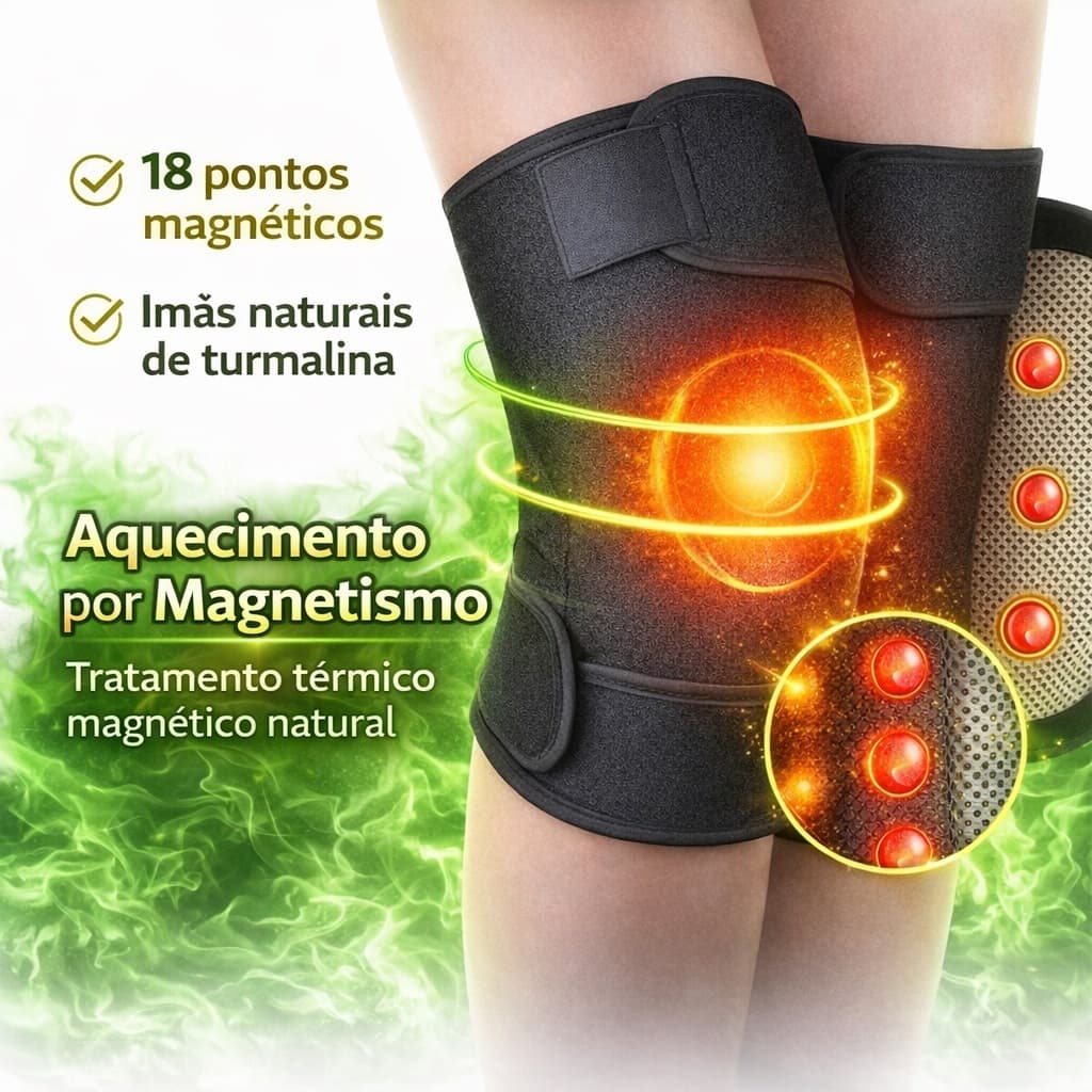 Joelheira Magnética Aquecimento para Artrite Artrose Dores imãs Turmalina 1 Joelho