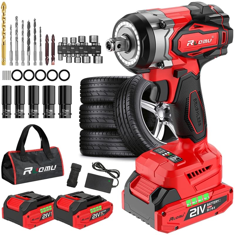 Chave De Impacto Elétrica Parafusadeira Furadeira Brushless Sem Fio 2 Baterias