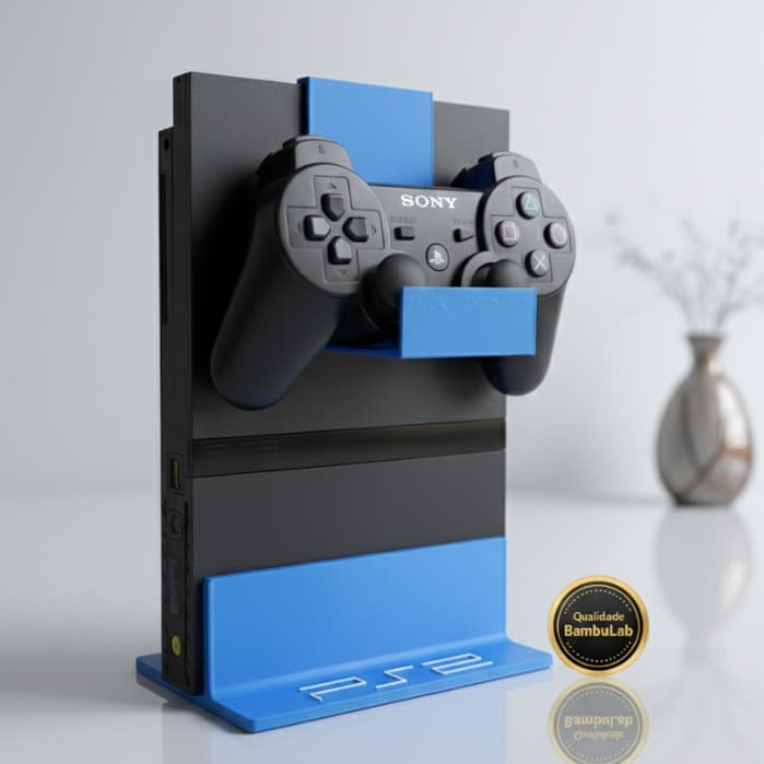 Suporte Premium para PlayStation 2 + 2 Suportes de Controle | Impressão 3D