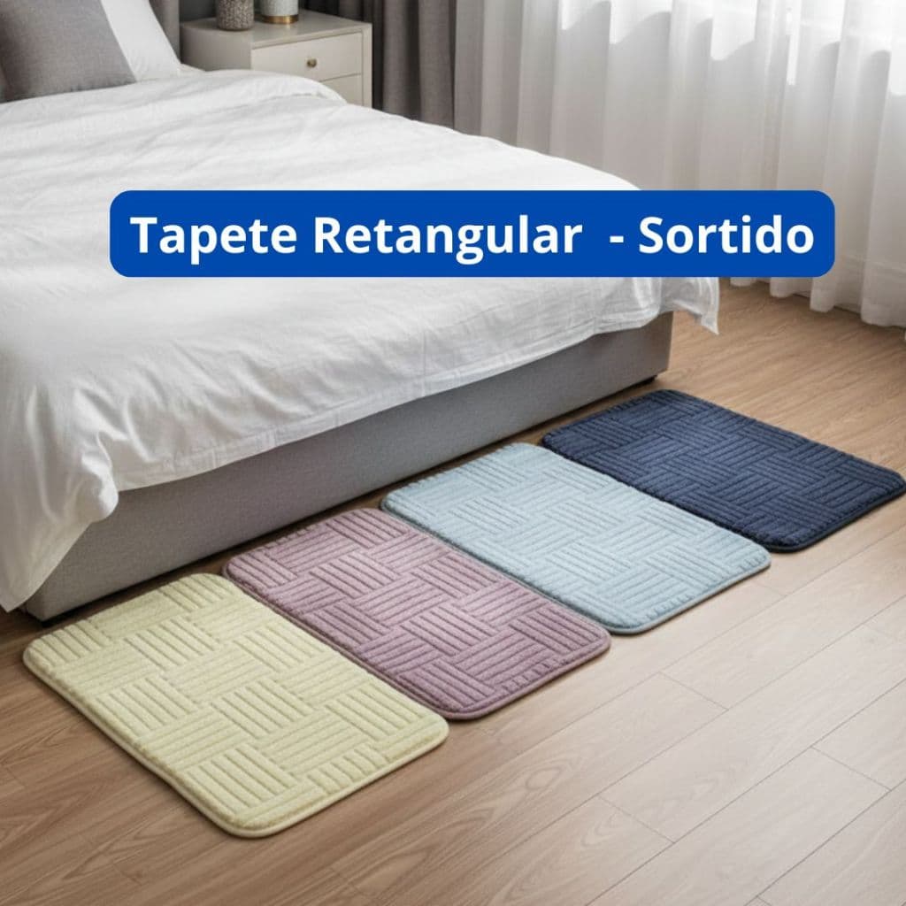 Kit c/ 1, 2 ,3 e 4 Tapetes Retangular Relevo Macio Antiderrapante Quarto Banheiro Sala - Sortido