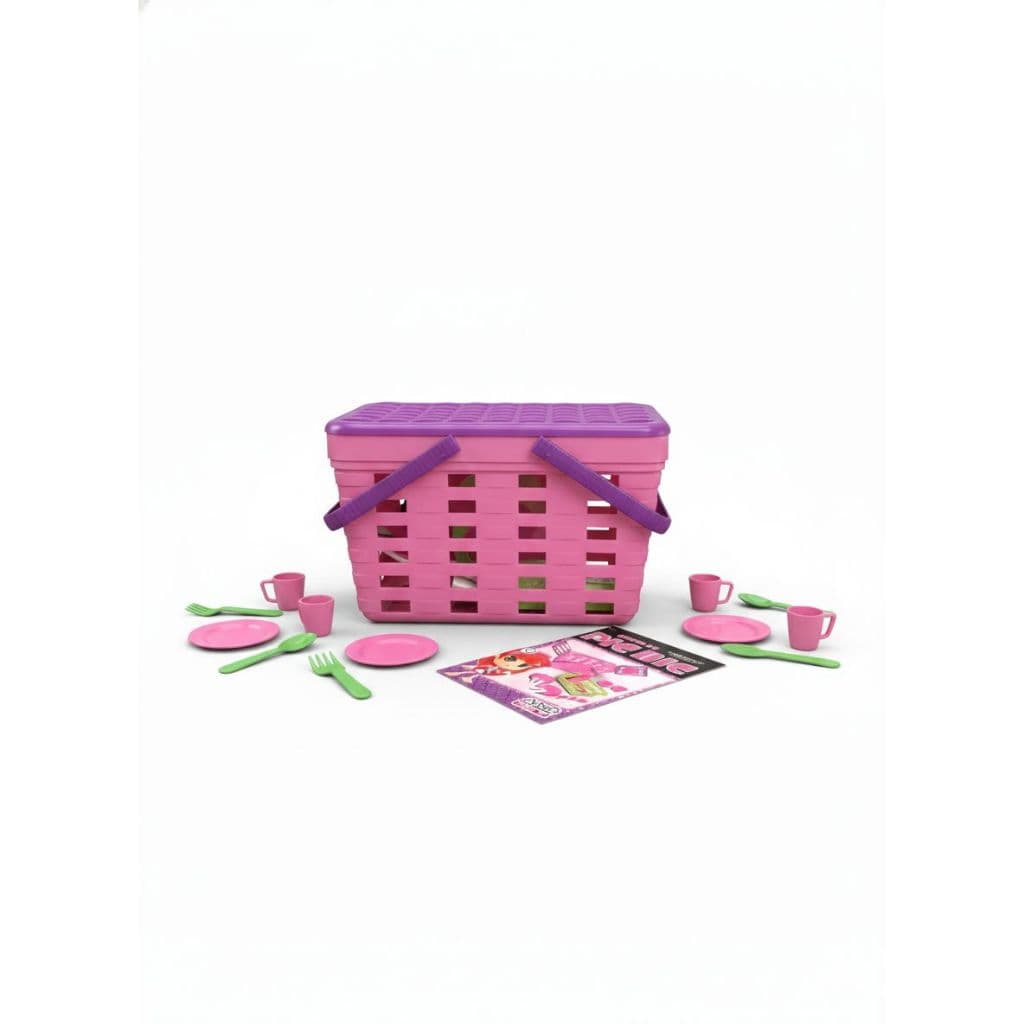 Cesta De Pic Nic Infantil 20 Utensilios Brinquedo Diversão