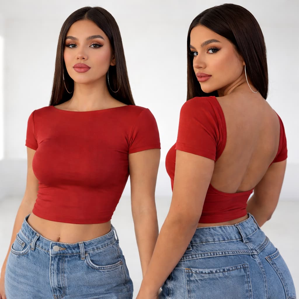 Cropped Feminino Costa Nua Baby Tee Suplex Premium Toque de Poliamida Ombro a Ombro