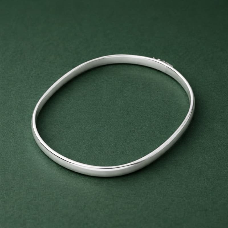 Bracelete Fio Largo Liso em Prata 925 Legítima Feminino Moderno Elegante