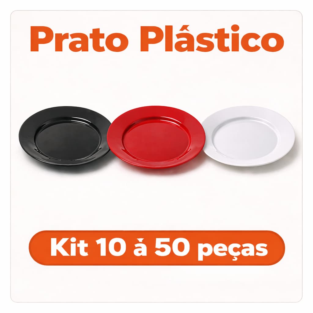 Kit 10 a 50 Pratos Reutilizáveis Lanches Bares Porções Petiscos churrascos
