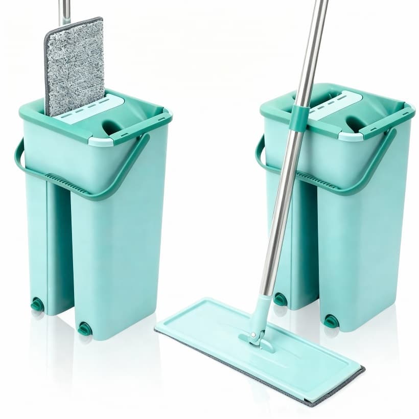 Mop Flat Rodo Esfregão Lava e Seca + 2 Refis Multiuso Limpeza 5 Litros