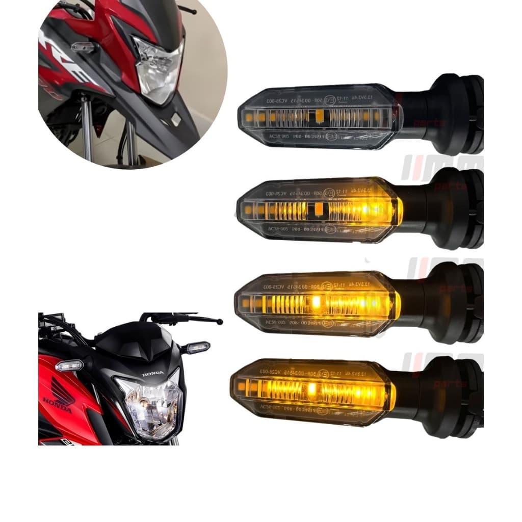 Kit 4 Pisca Moto Seta Led Sequencial Honda Cb250f Cb Twister Xre Fan Titan