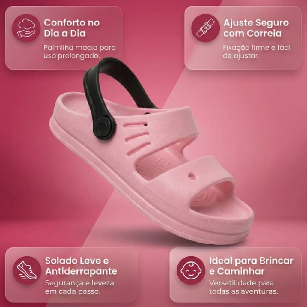 Papete Infantil Menina 21 ao 31 | Sandália Leve, Confortável e Antiderrapante para o Dia a Dia