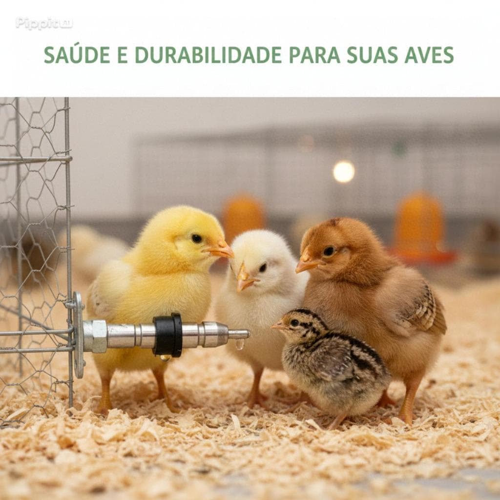 Bebedouro Niple Inox para Codornas e Pintinhos – Automático, Higiênico e Durável