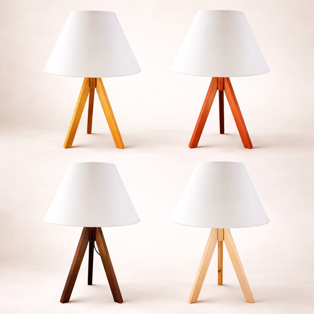 Kit 2 Abajur Cone Tripé Madeira Escritório Cômoda Bivolt E27