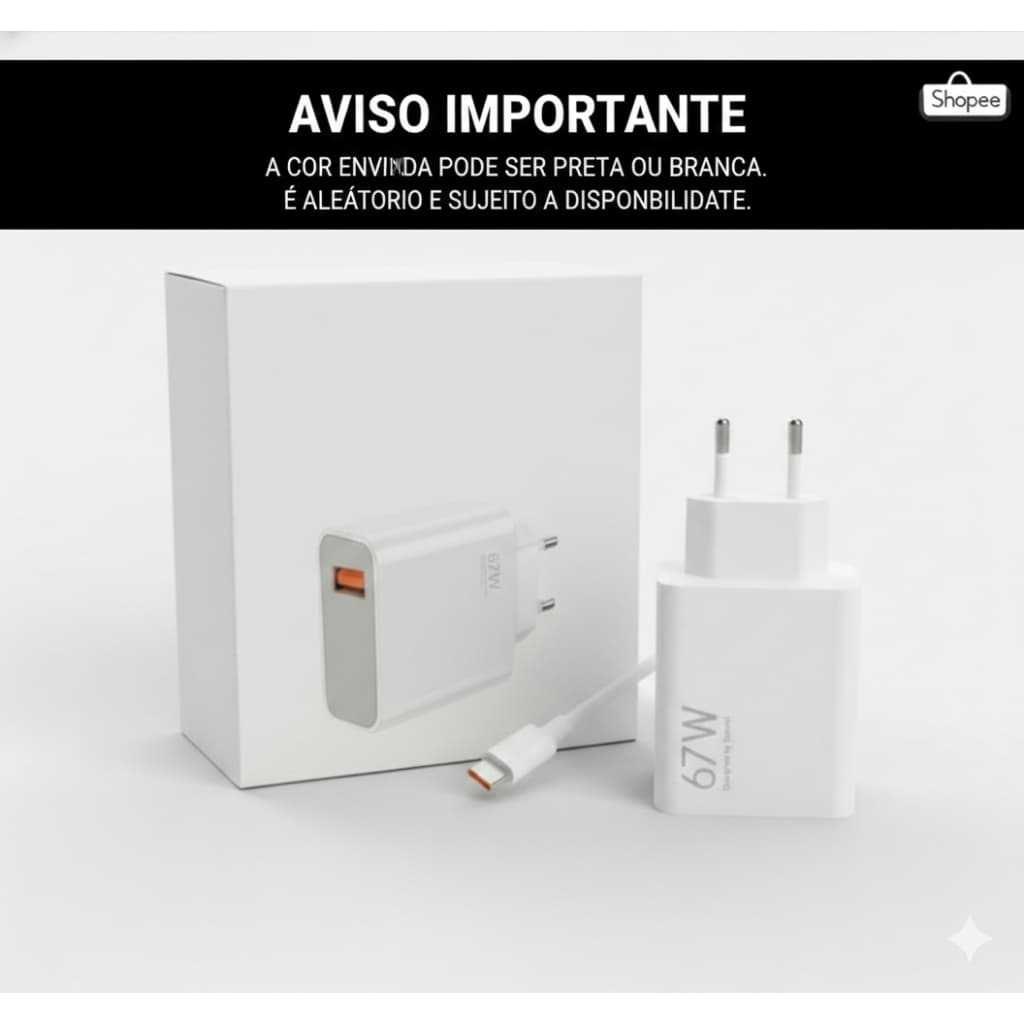 Carregador 67W Compatível Carga Rápida Alta Potência