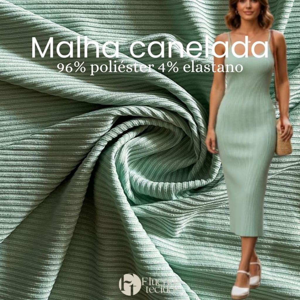 Tecido Malha canelada Premium 1m x 1,50m ideal para vestidos blusas saias e moda casual