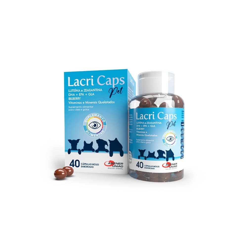 Lacri Caps Pet Agener União Suplemento Alimentar - 40 Cápsulas Caes e Gatos