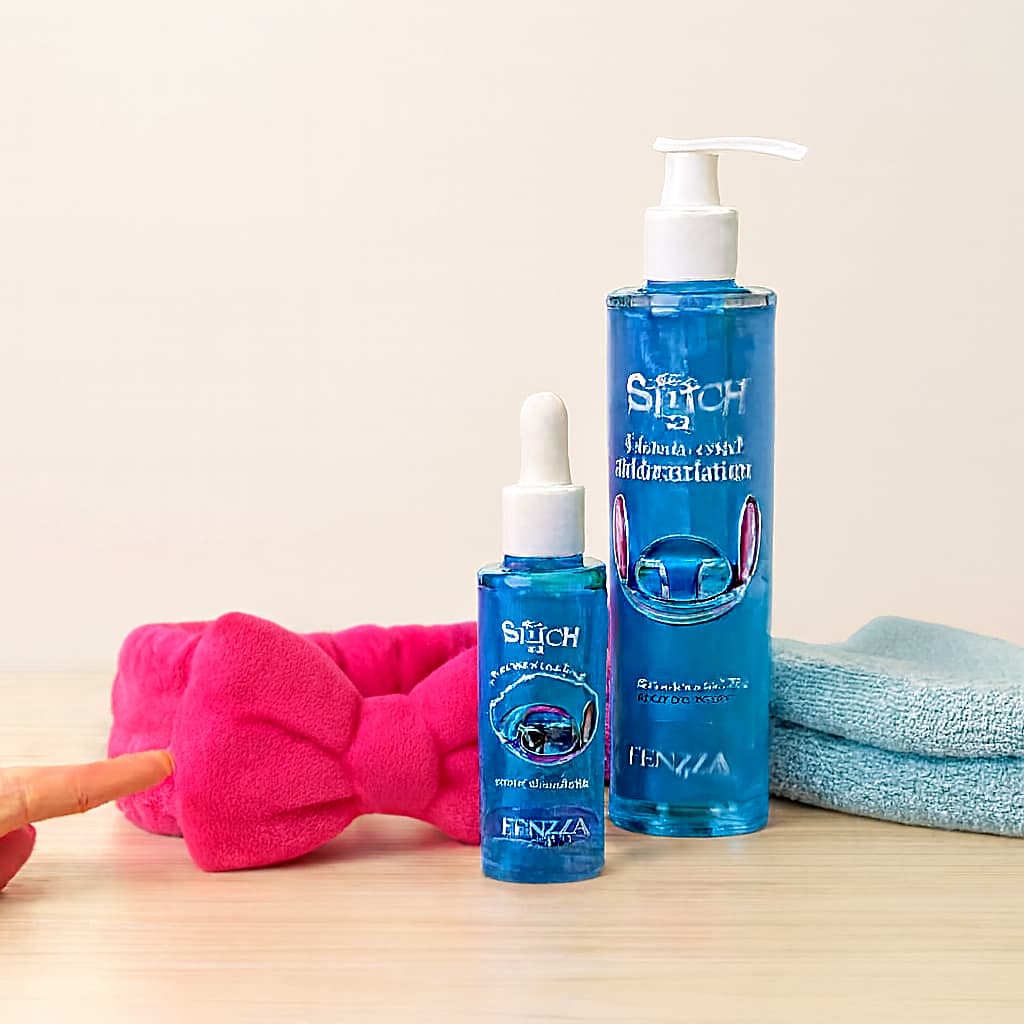 Combo Skin Care Stitch Fenzza: Sabonete Facial, Hidratante e Faixa de Cabelo Laço Disney – Kit Maquiagem e Limpeza Luxo