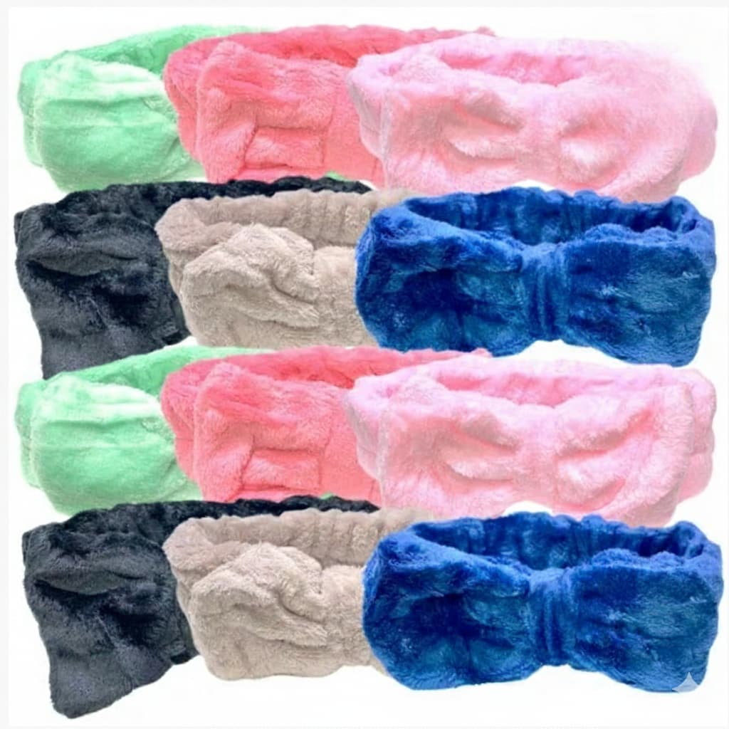 Faixa de Maquiagem Ajustável Velo Coral Plush - Tiara Elástica para Lavar Rosto e Skincare - Acessório Macio Microfibra
