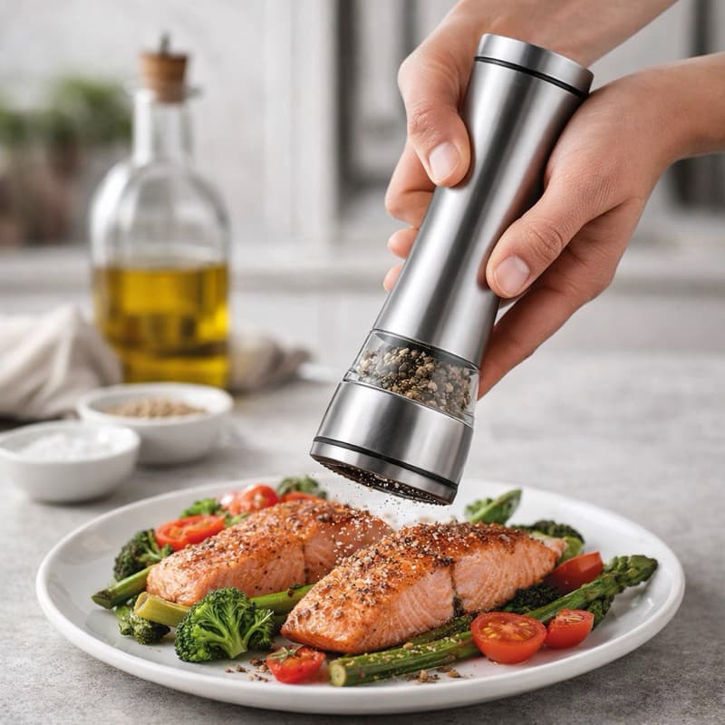 Moedor Manual de Sal Pimenta e Temperos em Aço Inox com Engrenagem de Cerâmica 21cm