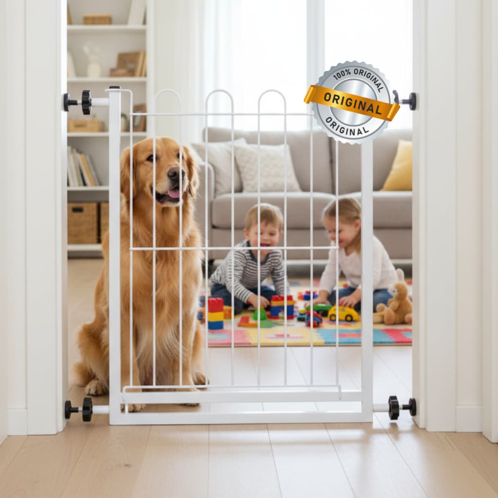 Portão Pet Grade Aramado de Proteção Para Cães e Bebes 69 a 84cm com Extensor de 10cm
