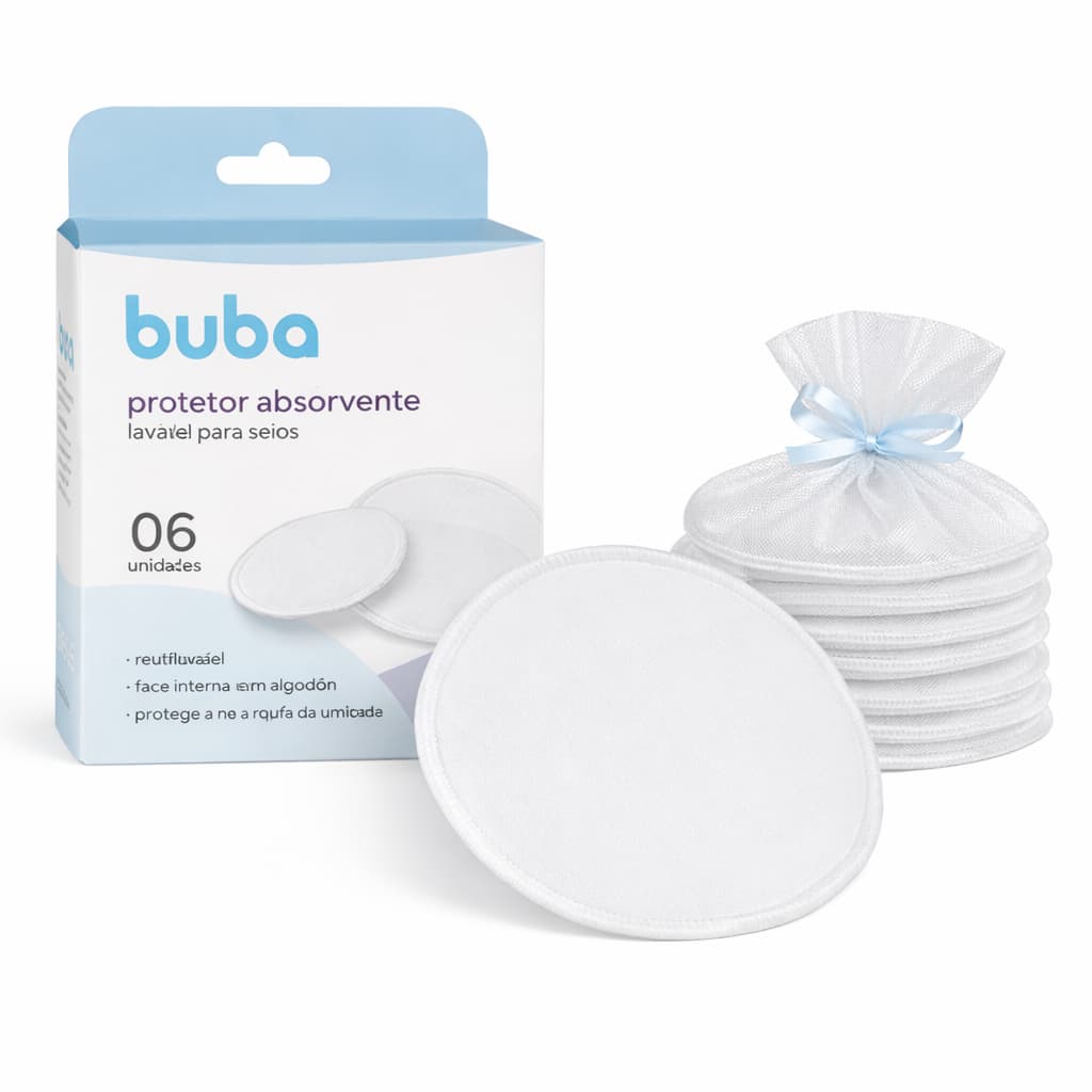 Protetor Absorvente Lavável para Seios Buba kit com 6 - Ultra Macios em Algodão