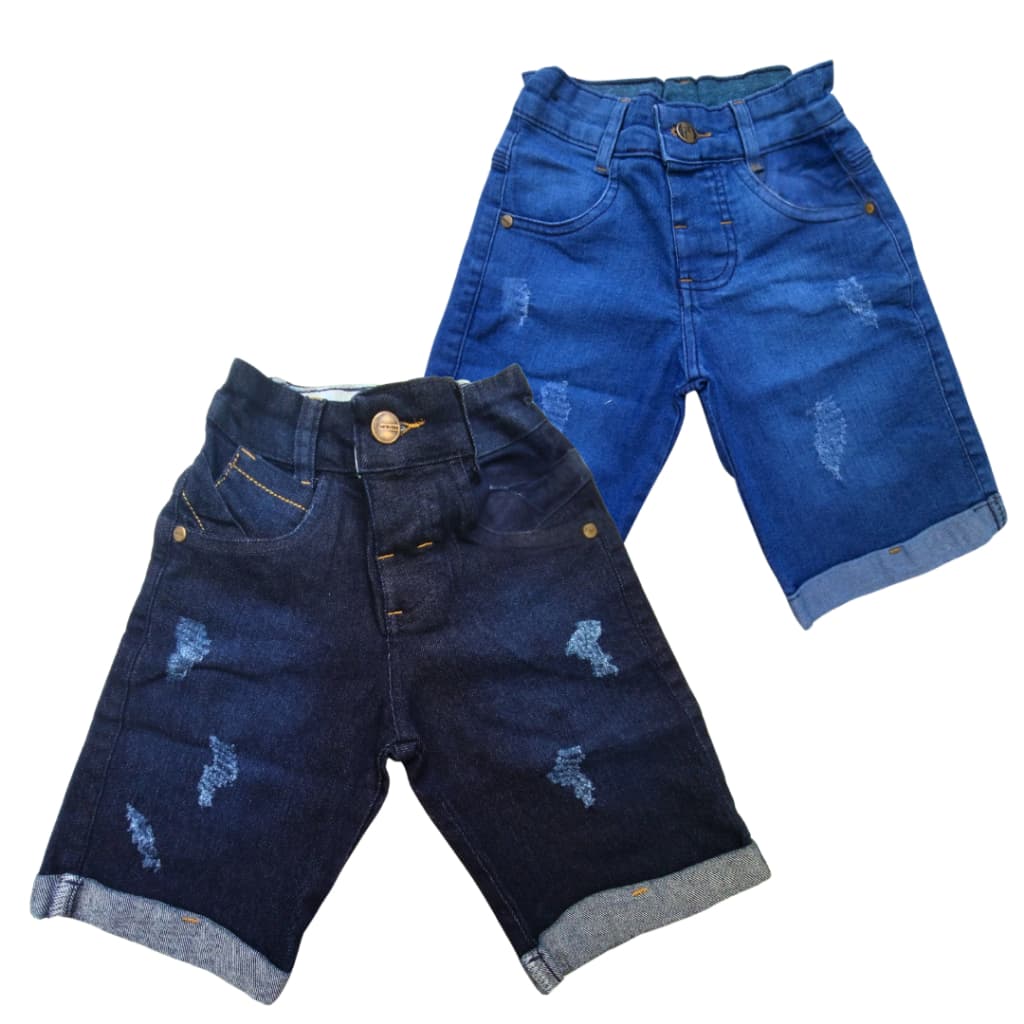 Bermuda jeans infantil masculina short menino com lycra