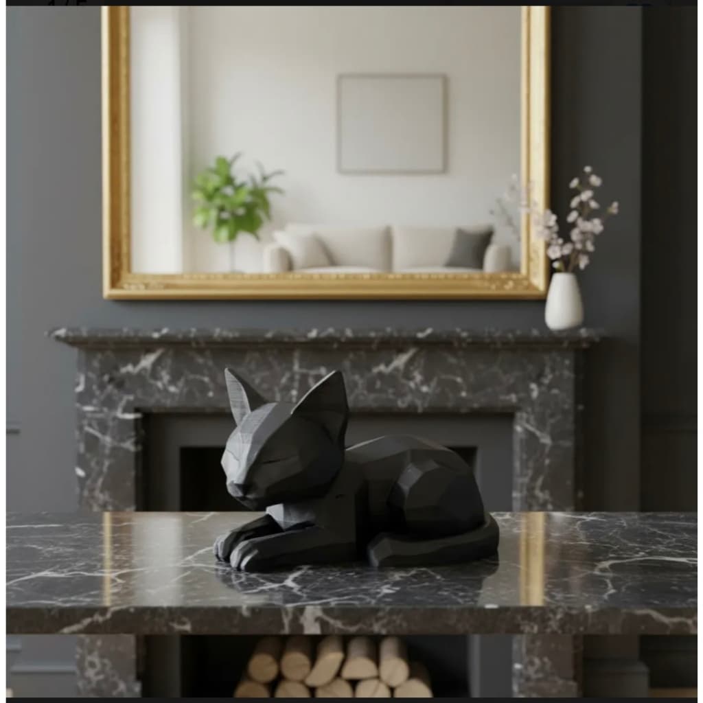 Estatueta Gato Minimalista Decorativa Enfeite Sala Pets Design Moderno Presente Perfeito Escultura
