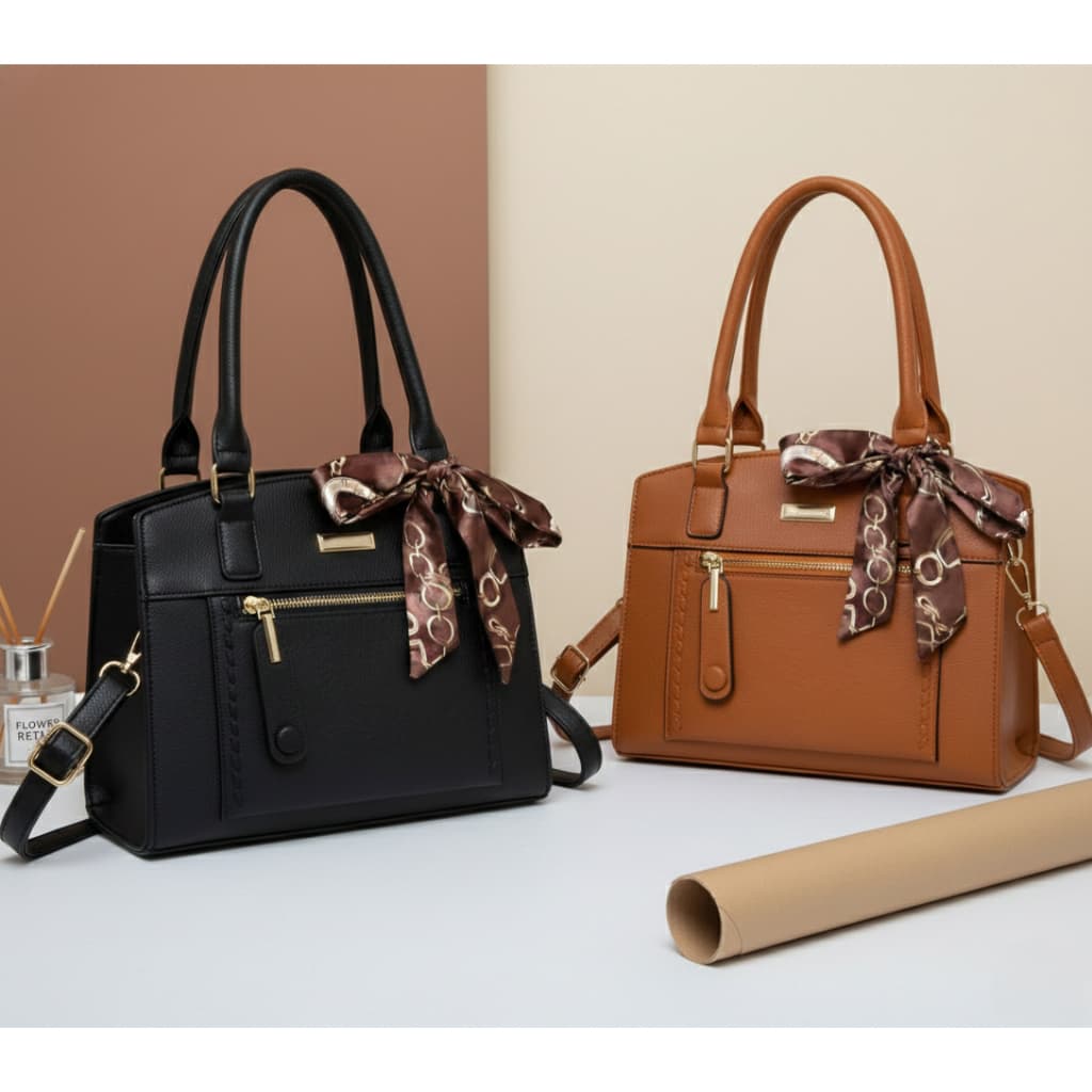 Bolsa feminina Alça Transversal Tote Media ideal para Uso diária com Lenço Decorativo C-47