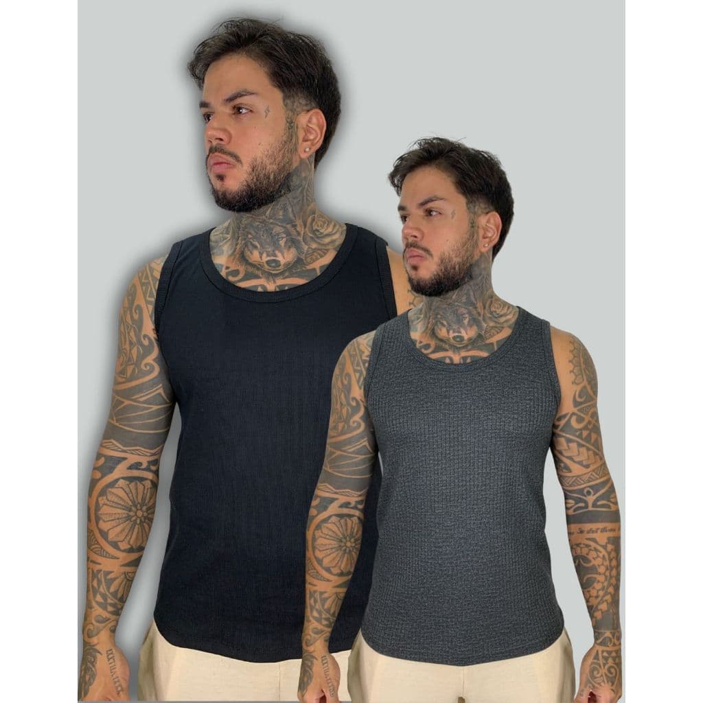 Kit 2 Regatas Americana Masculina Canelada Esportiva Básica Casual