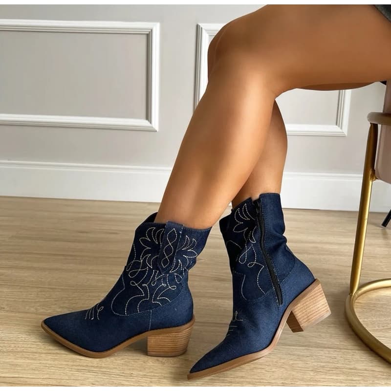 BOTATEXANA,WESTERN TECIDO JEANS SOLADO GROSSO EM COURO.