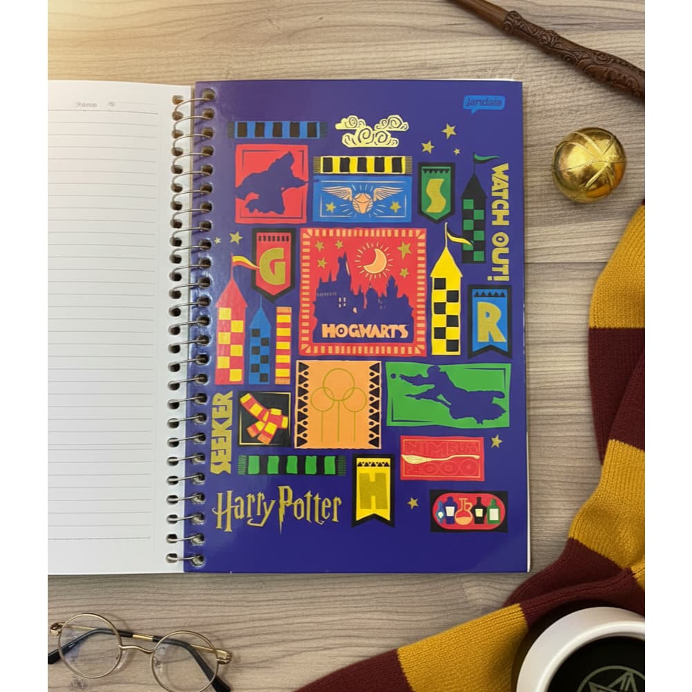Caderno Harry Potter Hogwarts 96 Folhas capa dura pequeno Aspiral Escolar juvenil